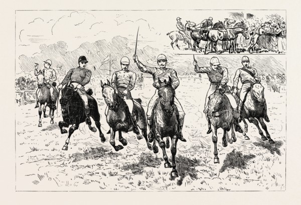 IN FULL BLAST, A CIGAR RACE, engraving 1890