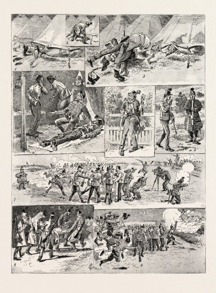 THE HUMOURS OF A VOLUNTEER CAMP, 4. The dummy is next provided with a tunic and helmet, and