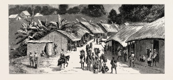 THE CHIN LUSHAI EXPEDITIONARY FORCE, THE BAZAAR AT DEMAGIRI, engraving 1890