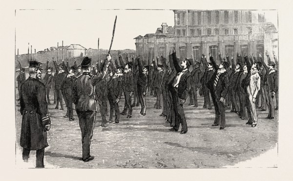 STOKERS FOR THE BRITISH NAVY, AT PHYSICAL DRILL, engraving 1890, UK, U.K., Britain, British,