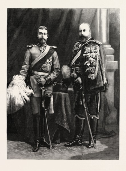 THE PRINCE OF WALES AND PRINCE GEORGE OF WALES IN THE GERMAN UNIFORMS PRESENTED TO THEM BY THE
