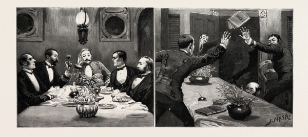 EXPERIENCES OF A MARINE SUBALTERN ON JOINING HIS SHIP,  MY FIRST EMBARKATION, engraving 1890