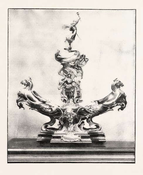 THE OFFICERS JUBILEE MEMORIAL, ONE SIDE OF THE CENTREPIECE, engraving 1890, UK, U.K., Britain,
