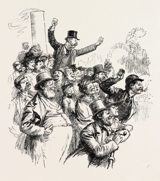 THROWING PENNIES FROM THE STEAMER, engraving 1890