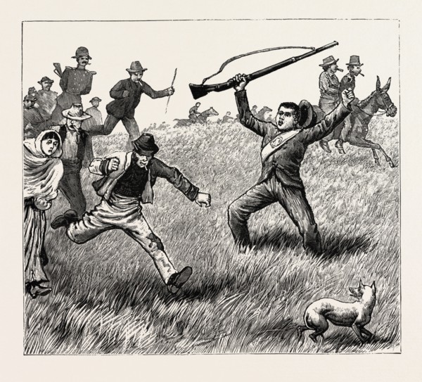 THE NAVY CUP AT GIBRALTAR, THE PROTECTOR OF THE CROPS, engraving 1890, engraved image, history,