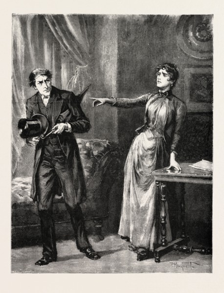 DRAWN BY PERCY MACOUOID, Leave my house, Percy Macquoid, 1852-1925, was an English artist and