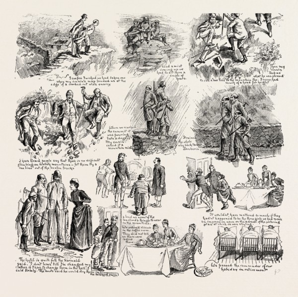 AN ASCENT OF SNOWDON, engraving 1890, UK, U.K., Britain, British, Europe, United Kingdom, Great