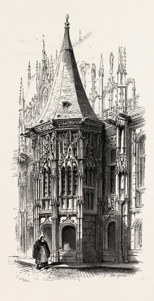 Pavilion, Palais de justice, Rouen, NORMANDY AND BRITTANY, FRANCE, 19th century engraving