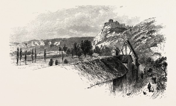 NEAR CHATEAU GAILLARD, NORMANDY AND BRITTANY, FRANCE, 19th century engraving