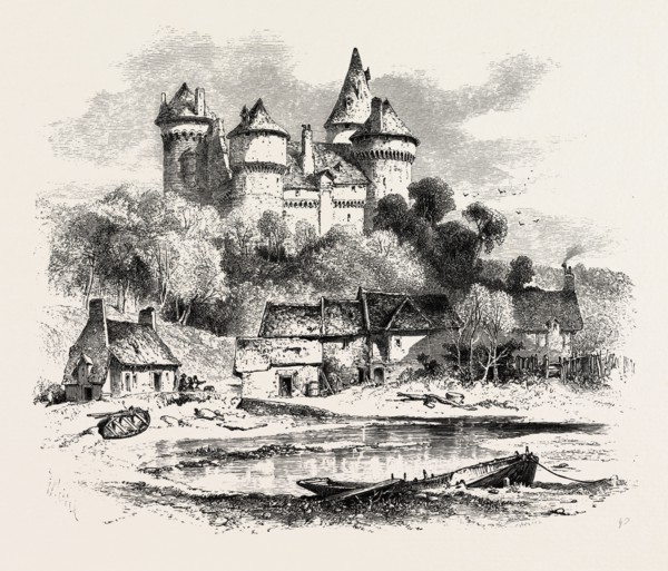 Chateau de Combourg, NORMANDY AND BRITTANY, FRANCE, 19th century engraving
