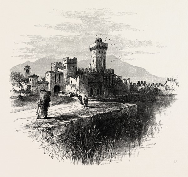 Castle of Sermione, Lago di Garda, the Italian lakes, Italy, 19th century engraving