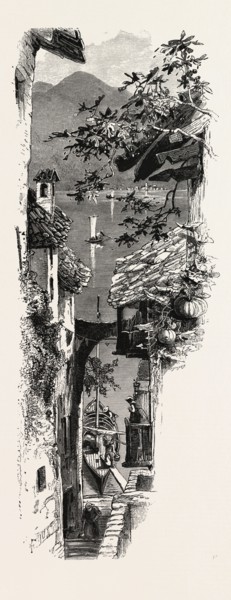 A street at Varenna, the Italian lakes, Italy, 19th century engraving