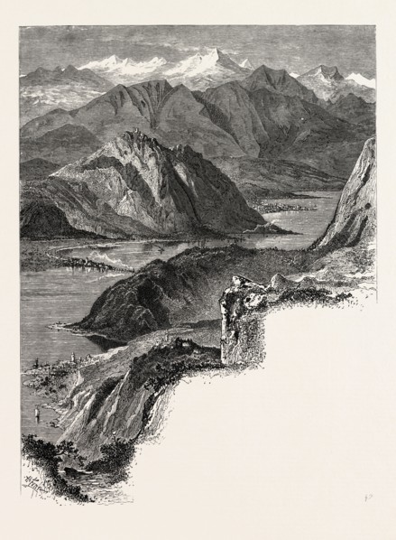 The alps from Monte Generoso, the Italian lakes, Italy, 19th century engraving