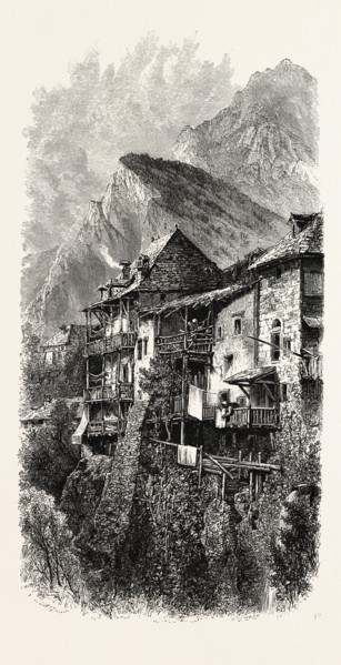 St. Michel, Mont Cenis Road, the passes of the alps, 19th century engraving
