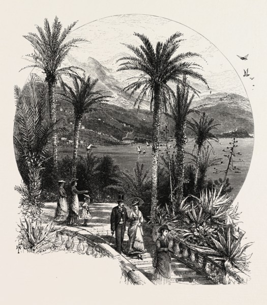 At Monte Carlo, Monaco, the Cornice road, 19th century engraving