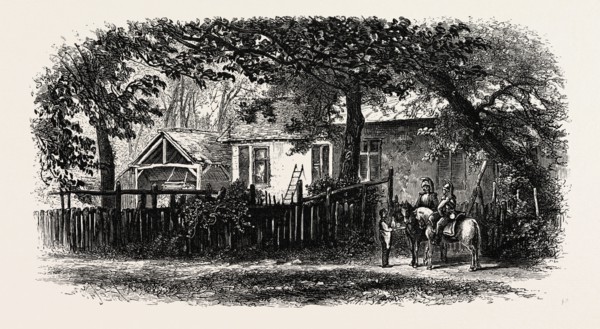 Restaurant at Franchard, the forest of Fontainebleau, France----, 19th century engraving