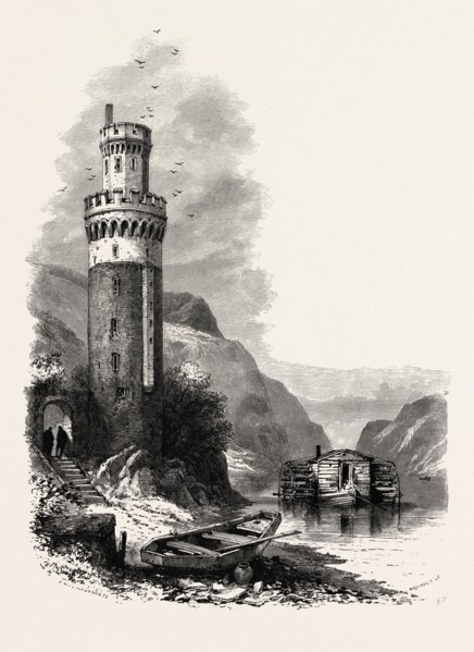 Tower at Oberwesel, the Rhine, Germany, 19th century engraving