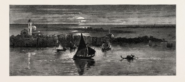 Looking out to Sea, at Venice, Italy, 19th century engraving