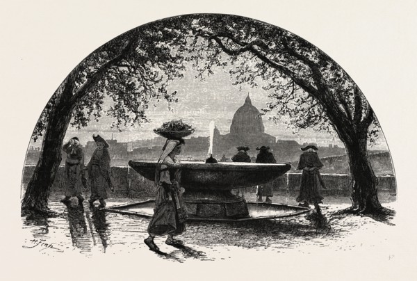 On the Pincian Hill, Rome and its environs, Italy, 19th century engraving