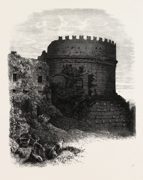Tomb of Cecilia Metella, on the Appian way, Rome and its environs, Italy, 19th century engraving