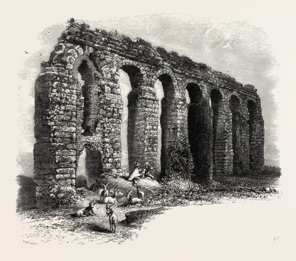 Aqueduct on the Campagna, Rome and its environs, Italy, 19th century engraving