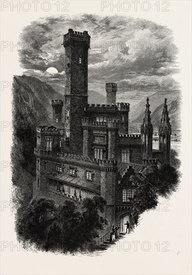 Stolzenfels castle. the Rhine, Germany, 19th century engraving