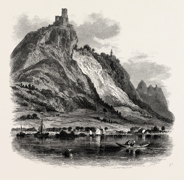 Drachenfels. the Rhine, Germany, 19th century engraving