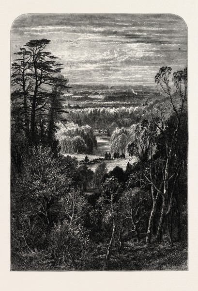 THE FISHING TEMPLE, VIRGINIA WATER, FROM THE BELVIDERE, Windsor, UK, U.K., Britain, British,