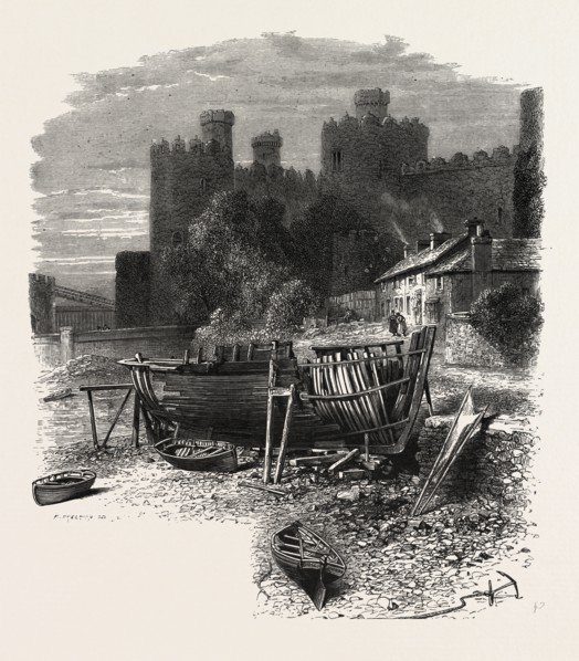 Conway castle, UK, U.K., Britain, British, Europe, United Kingdom, Great Britain, European, 19th