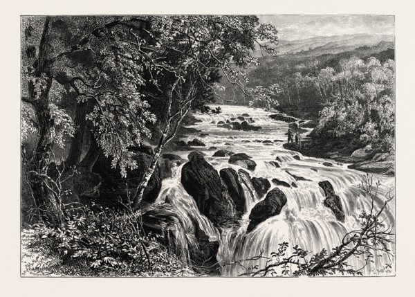 AT THE HEAD OF THE SWALLOW FALLS, BETWS-Y-COED, WALES, UK, Great Britain, United Kingdom, 19th