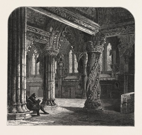 The Apprentice Pillar in Roslin Chapel, Edinburgh and the South Lowlands, Scotland, Great Britain,