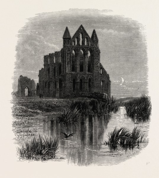 Whitby Abbey, UK, U.K., Britain, British, Europe, United Kingdom, Great Britain, European, 19th
