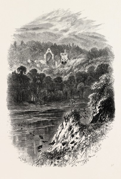 DRYBURGH ABBEY, UK, U.K., Britain, British, Europe, United Kingdom, Great Britain, European, 19th