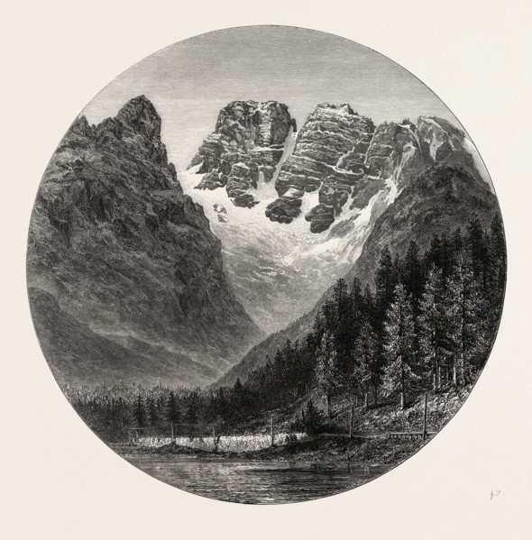 Monte Cristallo, the Alps----, 19th century engraving