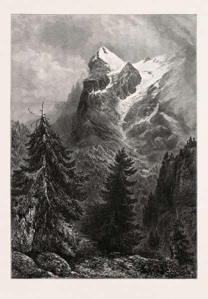 THE EIGER, Switzerland, 19th century engraving