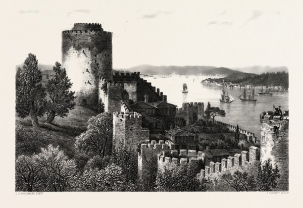 BOSPHORUS, CONSTANTINOPLE, ISTANBUL, TURKEY, 19th century engraving