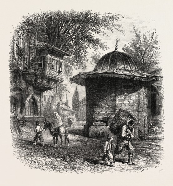 Turkish Fountain, Constantinople, Istanbul, Turkey, 19th century engraving
