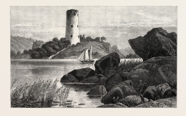 Stegeborg Ruin, Gotha Canal, Sweden, 19th century engraving