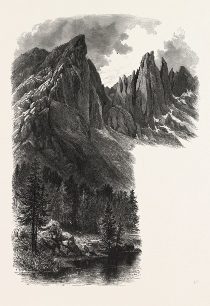 The Karer See and Caressa Alp, Karersee, lago di Carezza, Dolomites, South Tyrol, Italy, 19th