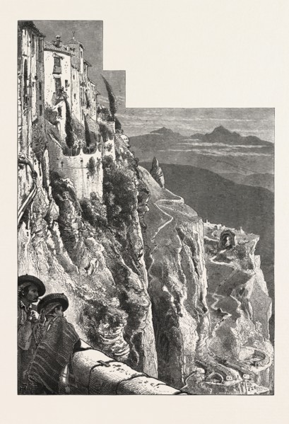 From the Bridge, Ronda, 19th century engraving