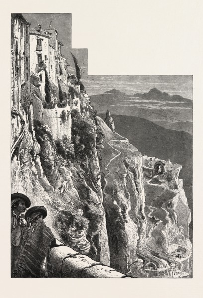 From the Bridge, Ronda, 19th century engraving