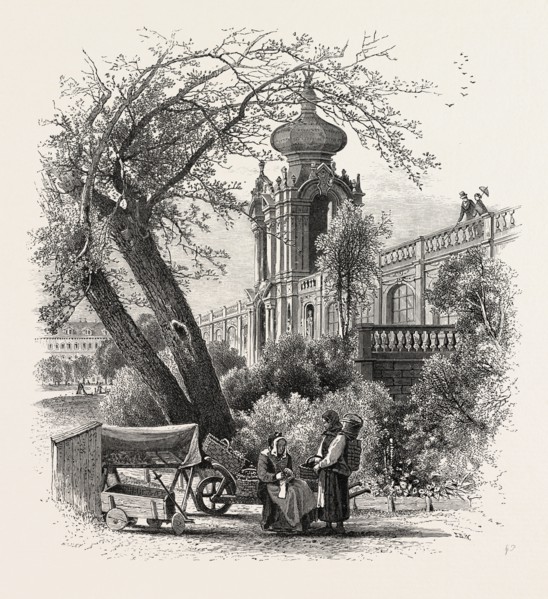 The Zwinger, Dresden, Germany, 19th century engraving