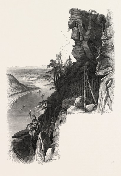 Bastei Bridge look out, Saxon Switzerland, Sachsische Schweiz,  bastei, Germany, 19th century