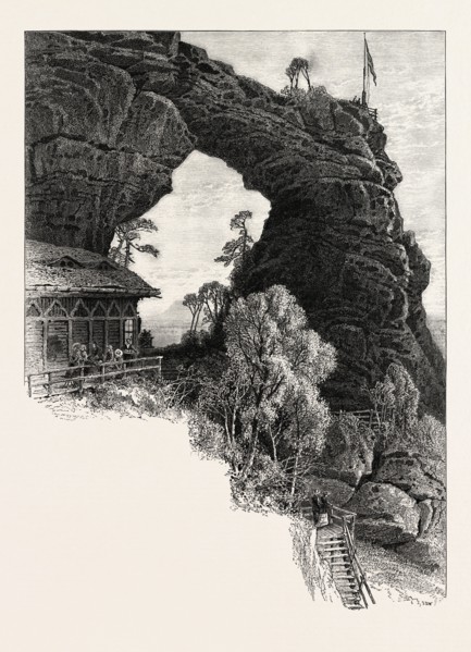 Prebischthor, Saxon Switzerland, Sachsische Schweiz,  bastei, Germany, 19th century engraving
