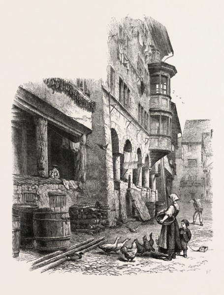 Street in Rapperschwyl, Switzerland, 19th century engraving