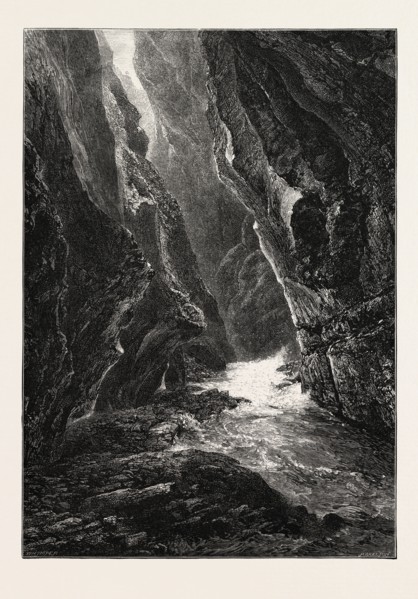 GORGE OF THE TAMINA, PFAFERS, Switzerland, 19th century engraving