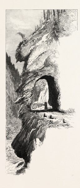 Road at Pfafers, Switzerland, 19th century engraving