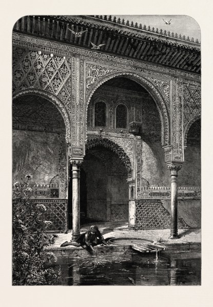 ENTRANCE TO THE HALL OF AMBASSADORS, Ganada, Spain, 19th century engraving