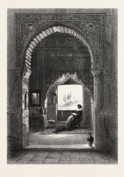 Torre de las Infantes, Alhambra, Ganada, Spain, 19th century engraving