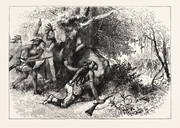 TREACHERY OF THE CHEROKEES, UNITED STATES OF AMERICA,US, USA, 1870s engraving
